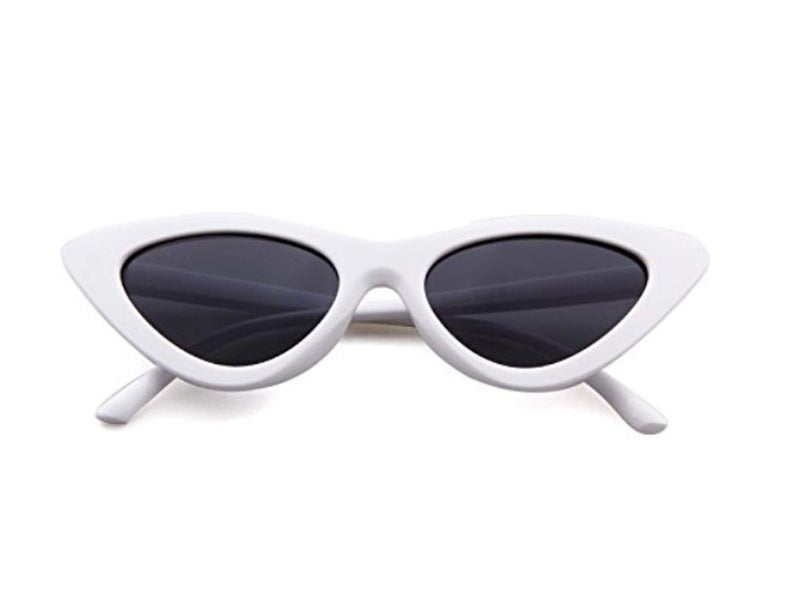 FOURCHEN Sunglasses for kids, Bold Retro Oval Mod Thick Frame Sunglasses Round Lens Clout Goggles (cat eye white) - Image 1